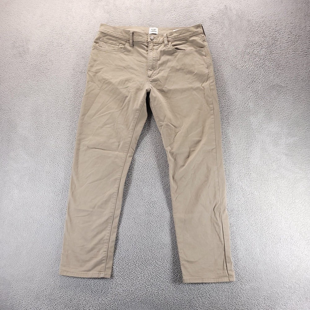 Flint And Tinder Pants Mens 33x30 Beige Straight Fit Canvas Chino Stretch Casual